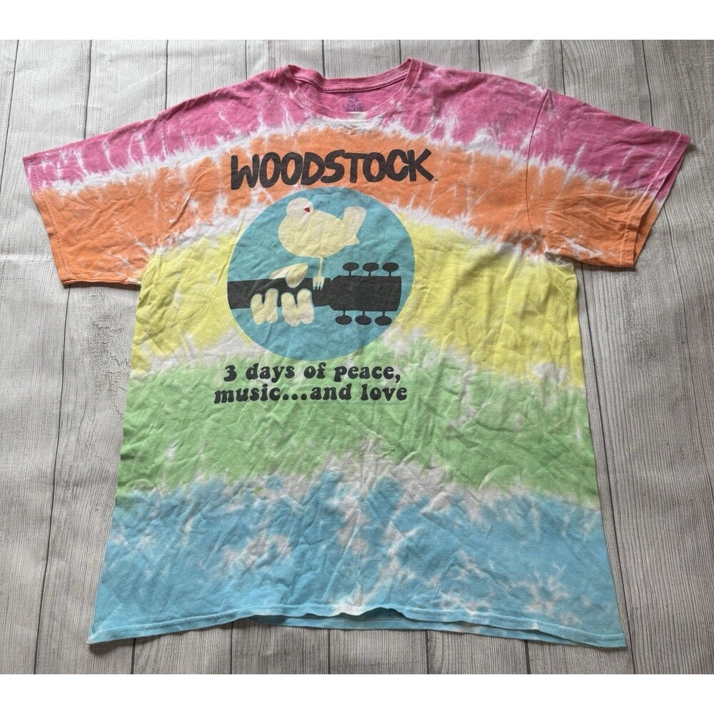 Woodstock Tie Dye T Shirt 2016 Unisex XL Liquid Blue Graphic Retro Festival